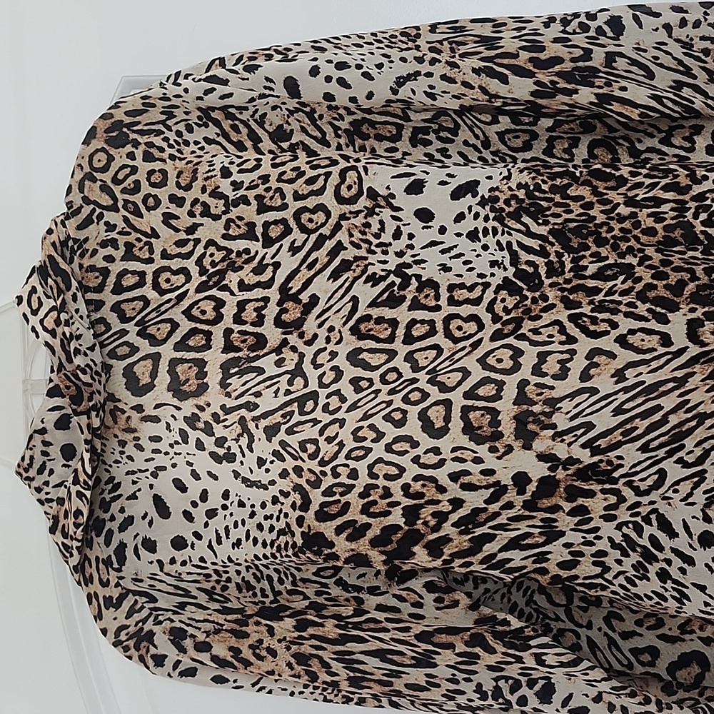 Vintage Cache Bodysuit Plunge V Neck Animal Print Long Sleeves Top Size M - Picture 9 of 13